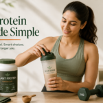 Indian woman preparing a protein shake after workout as part of a balanced diet