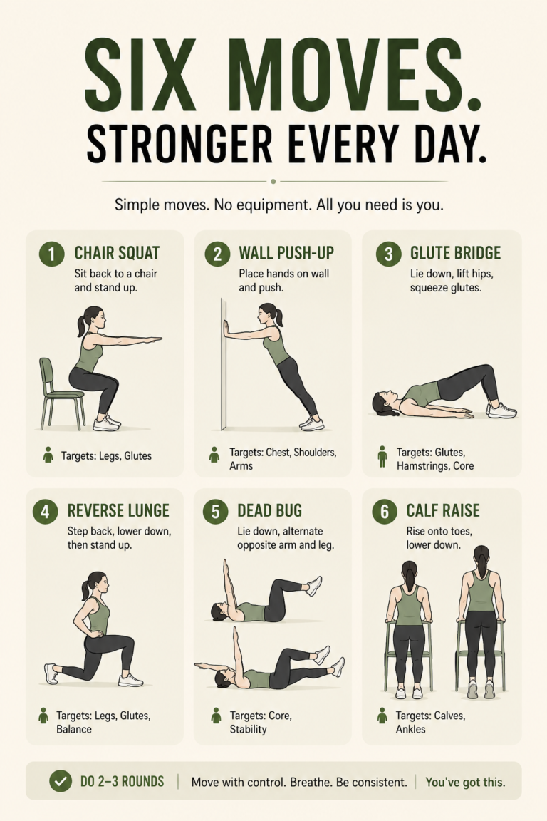 Six no equipment home workout exercises for beginner women