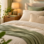 Calm bedroom setup for quality sleep with soft lighting and a comfortable bed